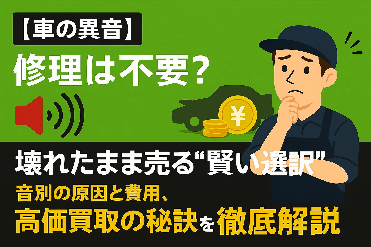 【車の異音】修理は不要?壊れたまま売る“賢い選択”|音別の原因と費用、高価買取の秘訣を徹底解説